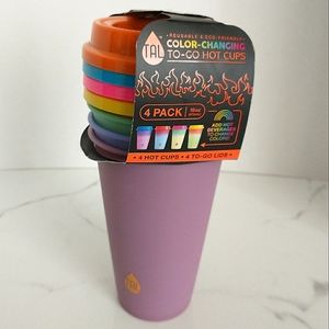 New Tal Brand 4 Pack 16 Oz. Reusable Color Changing To-Go Hot Cups W/Lids